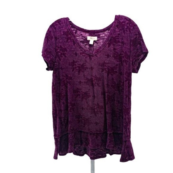 Style & Co Purple Short-Sleeve Top - Picture 1 of 5